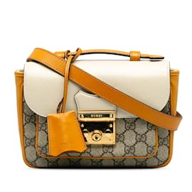 Gucci-Bolso satchel con candado Gucci GG Supreme naranja-Naranja