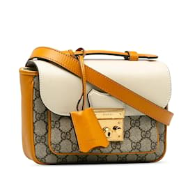 Gucci-Bolso satchel con candado Gucci GG Supreme naranja-Naranja