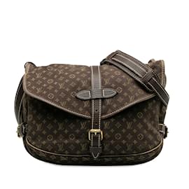 Louis Vuitton-Mini Lin Saumur marrón con monograma de Louis Vuitton 30 Bolso crossbody-Castaño