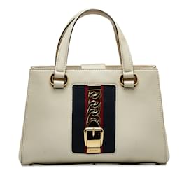 Gucci-Bolso satchel Gucci Sylvie Web con asa superior en blanco-Blanco