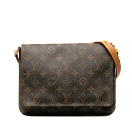 Louis Vuitton-Braune Louis Vuitton Monogram Musette Tango Umhängetasche mit kurzem Riemen-Braun