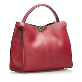 Fendi-Red Fendi Medium Peekaboo X-Lite Tote Bag-Red