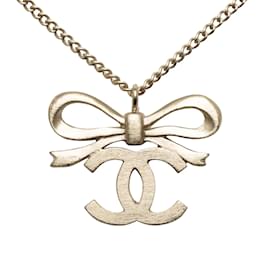 Chanel-Silver Chanel CC Ribbon Pendant Necklace-Silvery