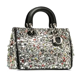 Dior-Silver Dior Mini Embellished Diorissimo Handbag-Silvery