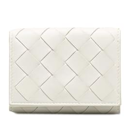 Bottega Veneta-White Bottega Veneta Intrecciato Small Wallet-White