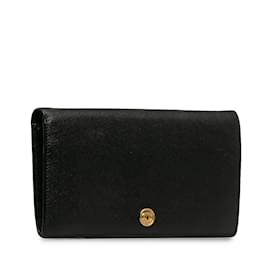 Chanel-Portefeuille à deux volets en cuir Chanel CC noir-Noir