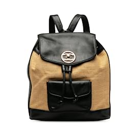 Chanel-Brown Chanel CC Raffia and Leather Duma Backpack-Brown