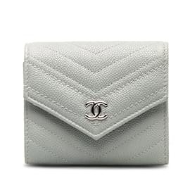 Chanel-Gray Chanel CC Caviar Small Wallet-Other