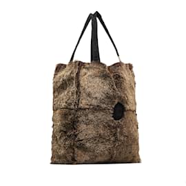 Chanel-Brown Chanel Lapin Fur Tote Bag-Brown