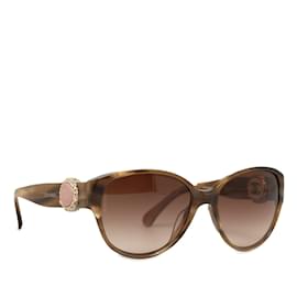 Chanel-Óculos de sol quadrados Chanel marrom-Marrom