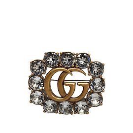 Goldene Gucci GG Strass-Brosche Golden