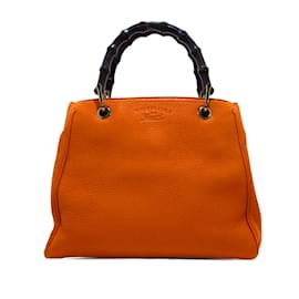 Gucci-Petit sac cabas en bambou orange Gucci-Orange