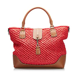 Gucci-Red Gucci New Jackie Wicker Tote Bag-Red