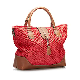 Gucci-Red Gucci New Jackie Wicker Tote Bag-Red
