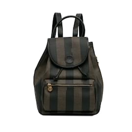 Fendi-Brown Fendi Pequin Drawstring Backpack-Brown