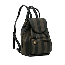 Fendi-Brown Fendi Pequin Drawstring Backpack-Brown