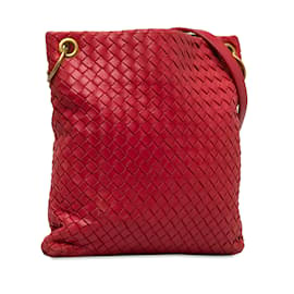 Bottega Veneta-Red Bottega Veneta Intrecciato Crossbody Bag-Red
