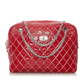 Chanel-Grand sac photo réédition en cuir d'agneau matelassé rouge Chanel-Rouge