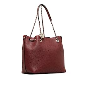 Chanel-Burgundy Chanel Perforated Caviar Leather Tote Bag-Dark red