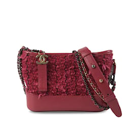 Chanel-Petit sac à bandoulière Gabrielle Hobo en tweed rouge Chanel-Rouge