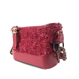 Chanel-Red Chanel Small Tweed Gabrielle Hobo Crossbody Bag-Red