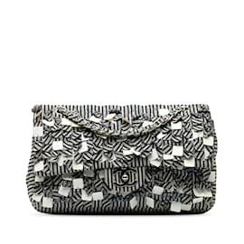 Chanel-Bolsa de ombro com aba forrada de algodão médio Chanel cinza-Outro