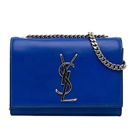 Saint Laurent-Petit sac à bandoulière Kate bleu à monogramme Saint Laurent-Bleu