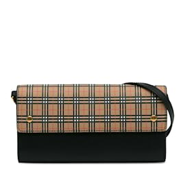 Burberry-Brown Burberry House Check Small Scale Wallet On Strap Crossbody Bag-Brown
