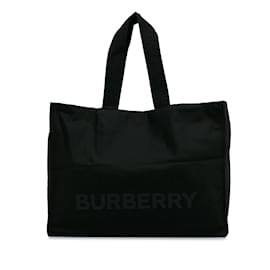 Burberry-Tote tipo gabardina negro con logo de nailon ecológico de Burberry-Negro