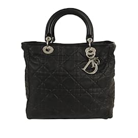 Dior-Black Dior Large Cannage Soft Lady Dior Tote Bag-Black