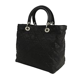 Dior-Black Dior Large Cannage Soft Lady Dior Tote Bag-Black