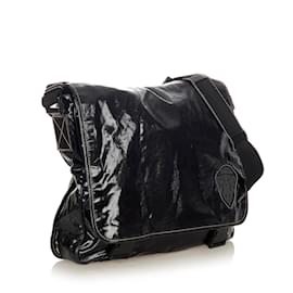Gucci-Sac à bandoulière en toile enduite noir Gucci Crest-Noir