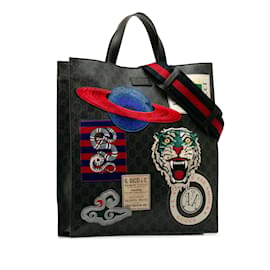 Gucci-Borsa a tracolla morbida convertibile Gucci GG Supreme Courrier nera-Nero