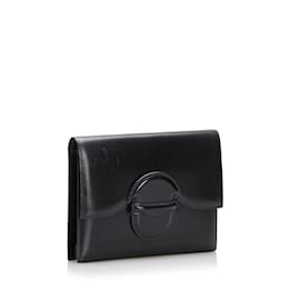 Hermès-Black Hermes Box Calf Leather Clutch Bag-Black
