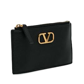 Valentino-Porte-cartes en cuir noir Valentino-Noir