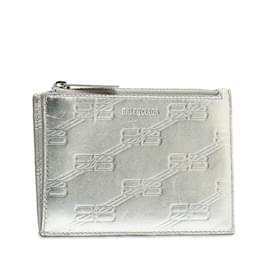 Balenciaga-Porta carte in pelle monogramma BB Balenciaga color argento-Argento