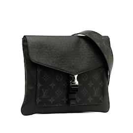 Louis Vuitton-Black Louis Vuitton Taigarama Outdoor Flap Messenger Crossbody Bag-Black