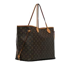 Louis Vuitton-Brown Louis Vuitton Monogram Neverfull GM Tote Bag-Brown