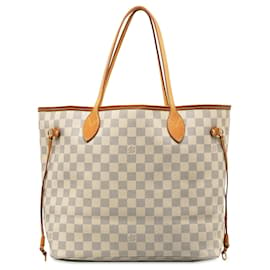 Louis Vuitton-Sac cabas blanc Louis Vuitton Damier Azur Neverfull MM-Blanc