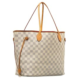 Louis Vuitton-Sac cabas blanc Louis Vuitton Damier Azur Neverfull MM-Blanc