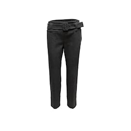 Prada-Charcoal Prada Virgin Wool Belted Pants Size IT 44-Other