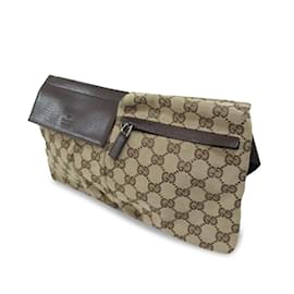 Gucci-Taupe Gucci GG Canvas Double Pocket Belt Bag-Other