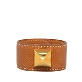 Hermès-Bracelet en cuir Hermes Medor marron-Marron