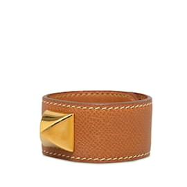 Hermès-Bracelet en cuir Hermes Medor marron-Marron