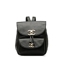 Chanel-Black Chanel CC Turn Lock Caviar Backpack-Black