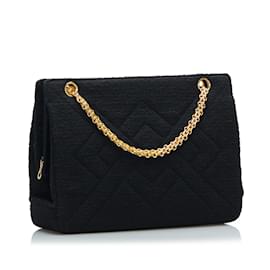 Chanel-Bolso de hombro clásico de tweed Chanel negro-Negro