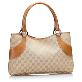 Gucci-Brown Gucci GG Canvas Tote-Brown