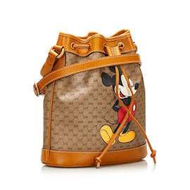 Gucci-Brown Gucci Mini GG Supreme Mickey Mouse Bucket Bag-Brown