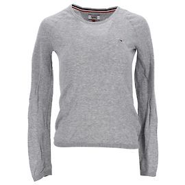 Tommy Hilfiger Suéter feminino contrastante em algodão cinza Cinza