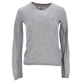 Tommy Hilfiger-Tommy Hilfiger Womens Contrast Piping Jumper in Grey Cotton-Grey
